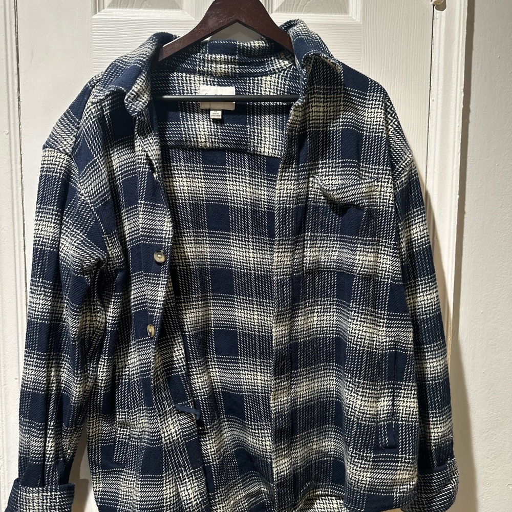 Goodfellow & Co Navy and White Plaid Shirt